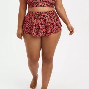 Torrid Swim Skirt With Brief High Rise High Low Hem Animal Pink Plus Size 6X